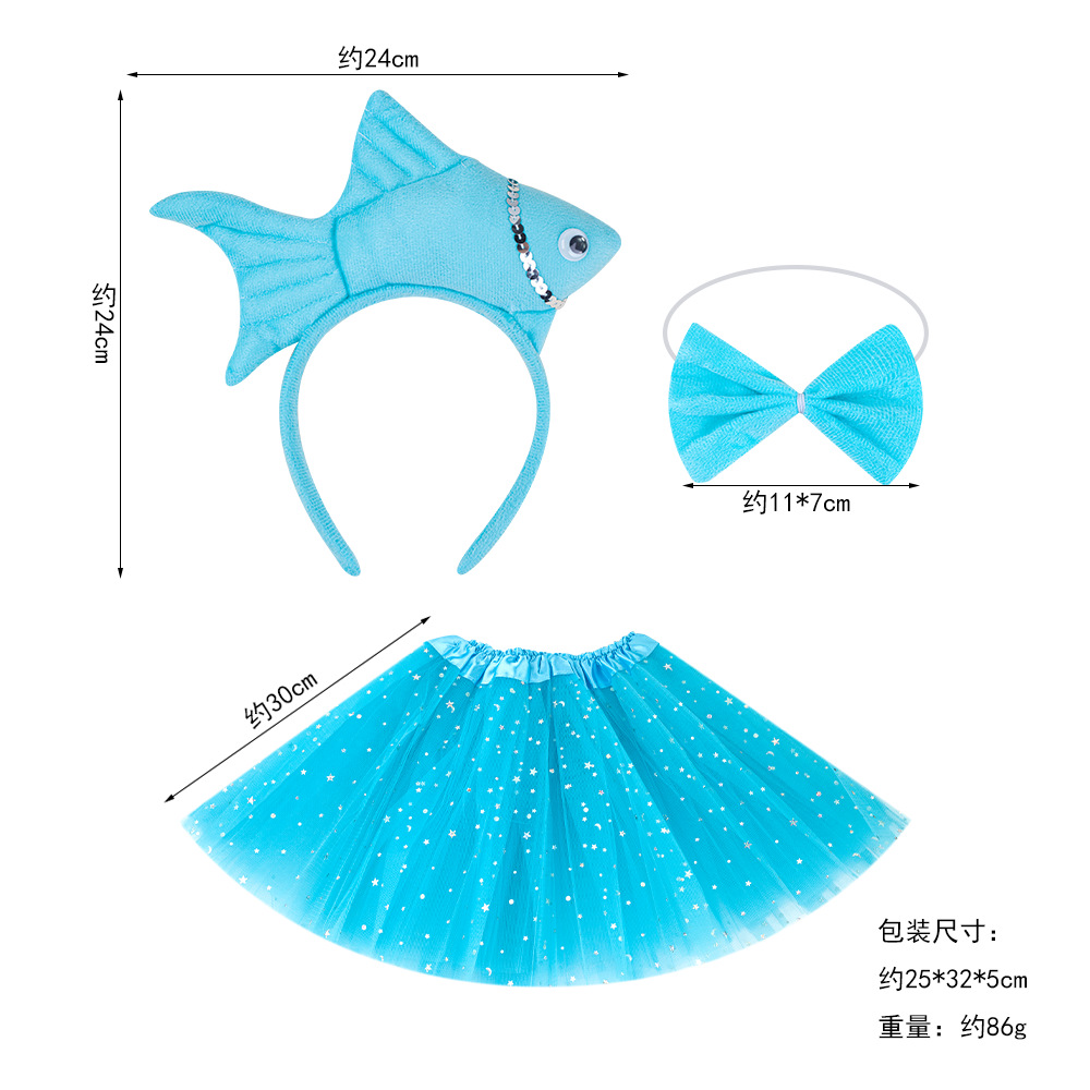 Wansheng rendimiento de la etapa tocado suministros de juego de Navidad peces animales diadema Vida Marina Goldfish diadema