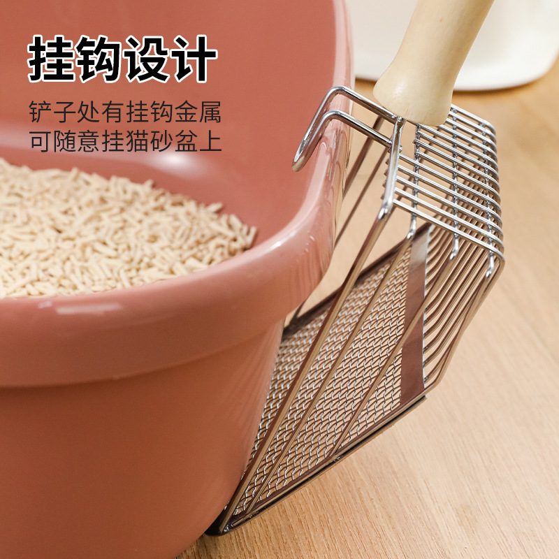 Pala de arena para gatos de acero inoxidable Pala de mierda para gatos Pala de arena para gatos de metal grande Pala de arena para gatos
