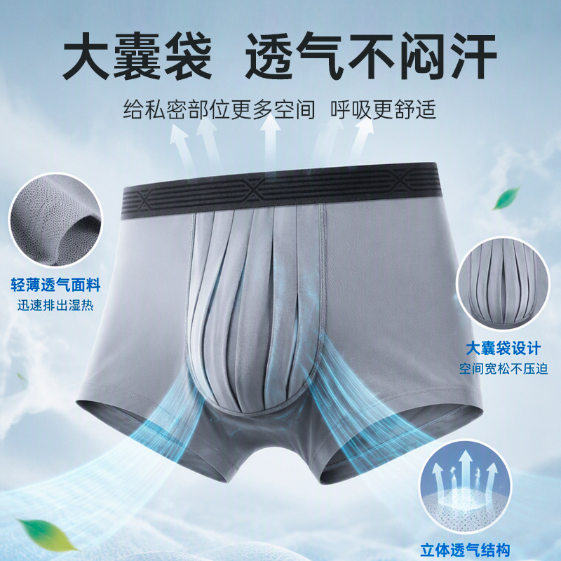 Men's birdcage style large space large pocket underwear, breathable and non-stuffy boxer shorts for men