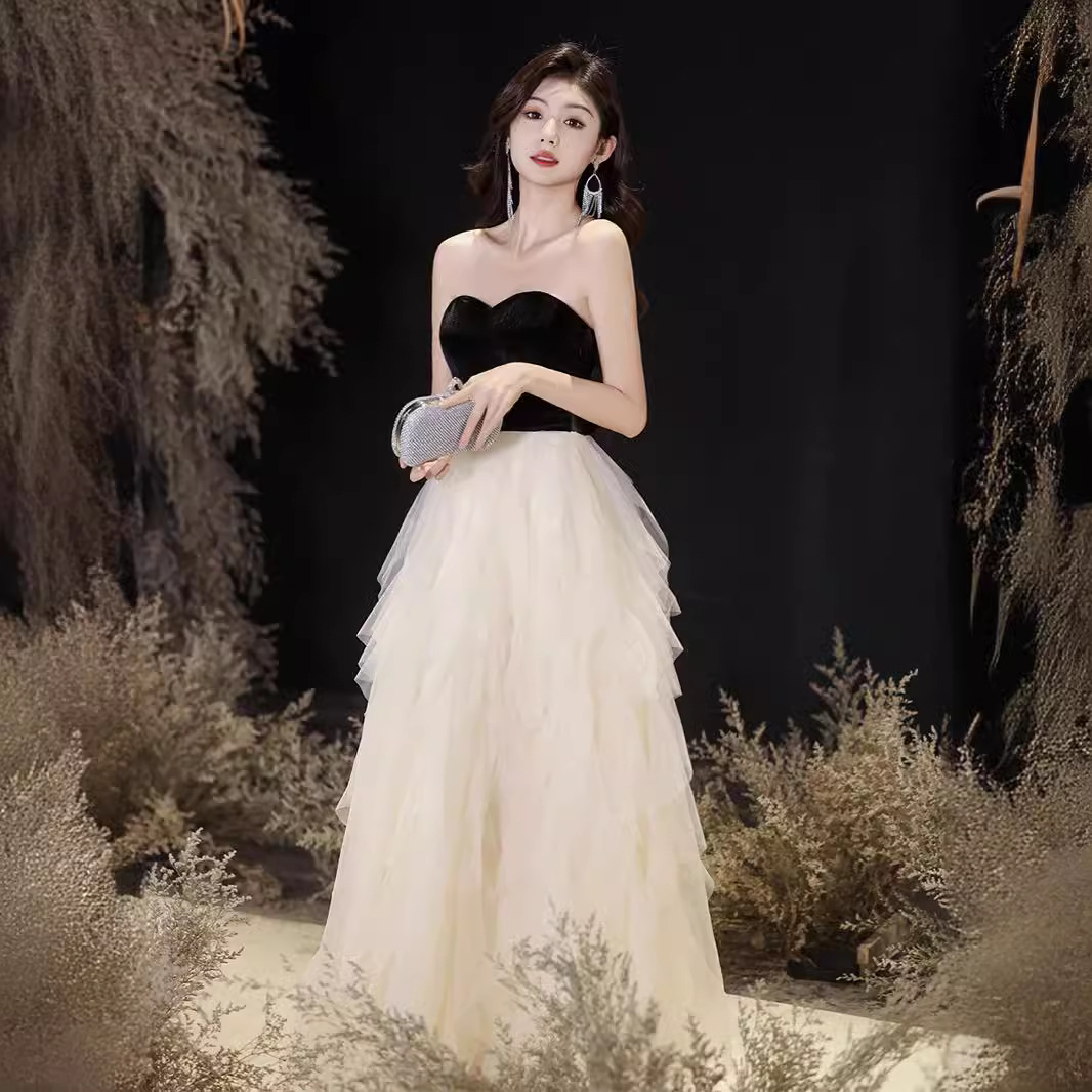 Banquet Tube Top Dress 2025 New Black Sexy Engagement Evening Dress Socialite Fashion Elegant International Style