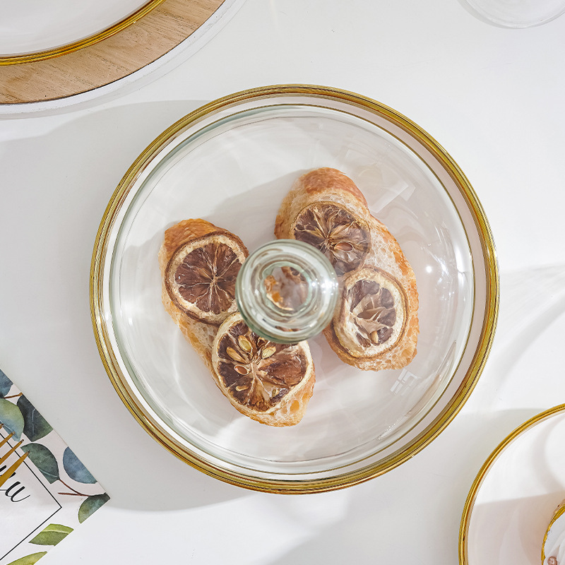 Bandeja de pastel de cerámica con cubierta de vidrio transparente boda cumpleaños fruta postre prueba placa tarde té placa