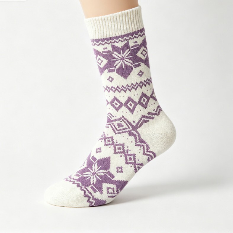 Wholesale Multi-Color Casual Fair Isle Cotton Socks from the Source Factory, Skin-Friendly, Durable, Anti-Pilling, Nordic Versatile Mid-Calf Socks