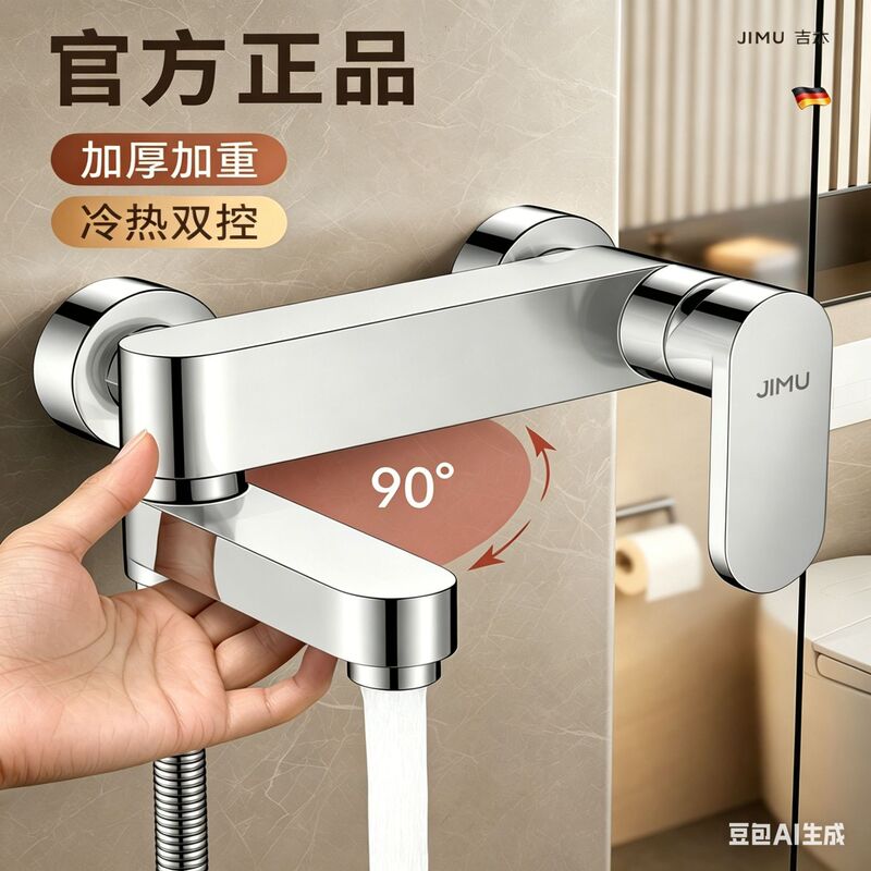 Shower Faucet with Integrated Hot and Cold Water Mixing Valve, Dual Opening for Mixing Hot and Cold Water, Suitable for Bathtub and Shower, Two-In-One Shower Faucet with Integrated Hot and Cold Water Mixing Valve, Dual Opening for Mixing Hot and Cold Water, Suitable for Bathtub and Shower, Two-In-One