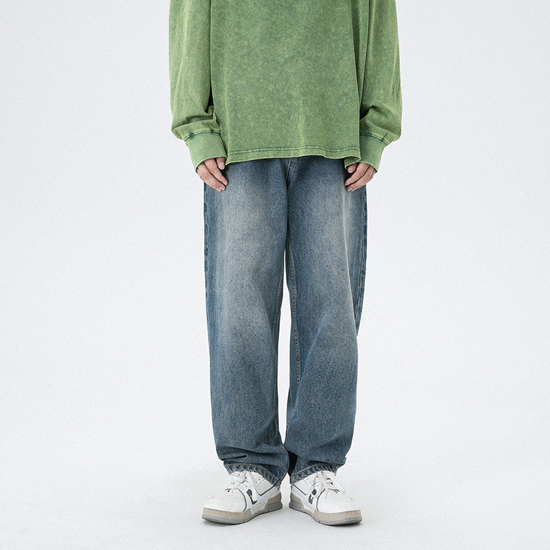 Zhang Jiani y Bai Yufan's Spring Festival Gala unisex jeans de pierna recta 2025 pantalones sueltos casuales de pierna ancha para todas las estaciones