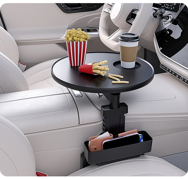 Multifunctional Car Table 360 ° Rotating and expandable floating dining tray for car's driver and passenger side cup holders and dining table