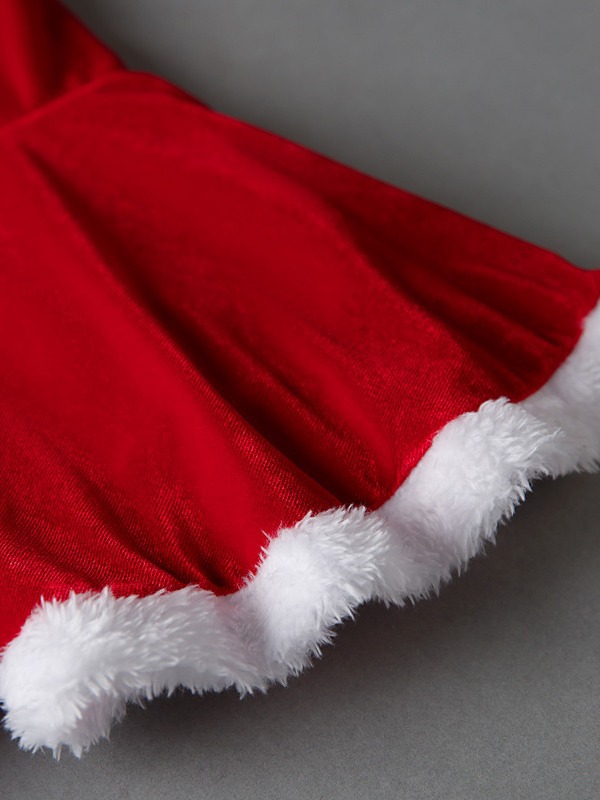 Traje de felpa de Navidad para niños pantalones acampanados europeos y americanos primavera y otoño invierno terciopelo dorado elfo de Navidad ropa conjunto de tres piezas