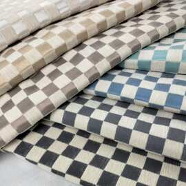 雪尼尔棋盘格面料格子提花沙发抱枕布加厚耐磨雪尼尔材质哑光绒感