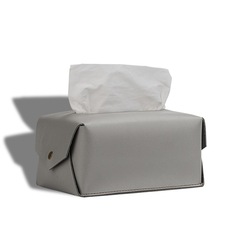 Minimalist young fashionable leather tissue bag desk top small size tissue box tissue holder can be printed with logo