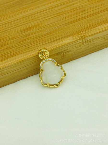 Copper pendant white jade