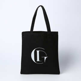 黑色帆布棉布袋单肩手提简约百搭彩印学生购物袋礼品袋定 制logo
