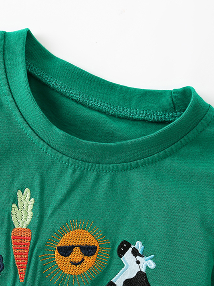 Malwee niños de manga corta verano nuevo estilo europeo y americano camiseta de cuello redondo casual camiseta de bordado de estilo extranjero camiseta de niños