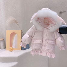 女童冬装棉服 安奈儿品牌童装批发货源 儿童羽绒服韩版加厚外套