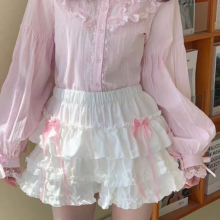 Ballet Style Sweet Lace Skirt Women's 2025 Summer Small Slim Look Spice Girl Pumpkin Cake Puff Skirt