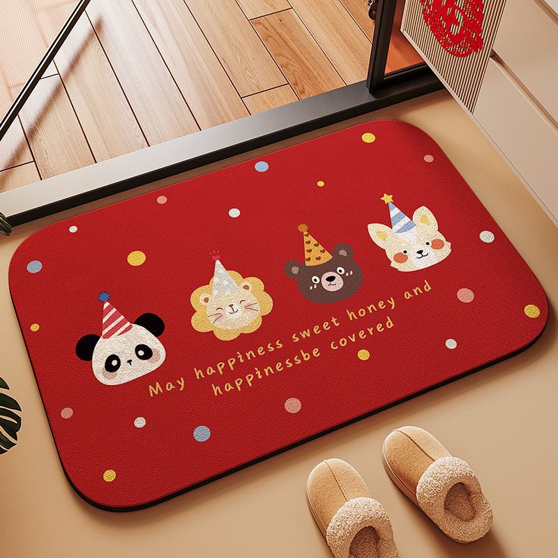 Cartoon Entrance Door Floor Mat, Bathroom Door Absorbent Quick-Drying Foot Mat, Diatom Mud Floor Mat, Household Stain-Resistant Anti-Slip Mat