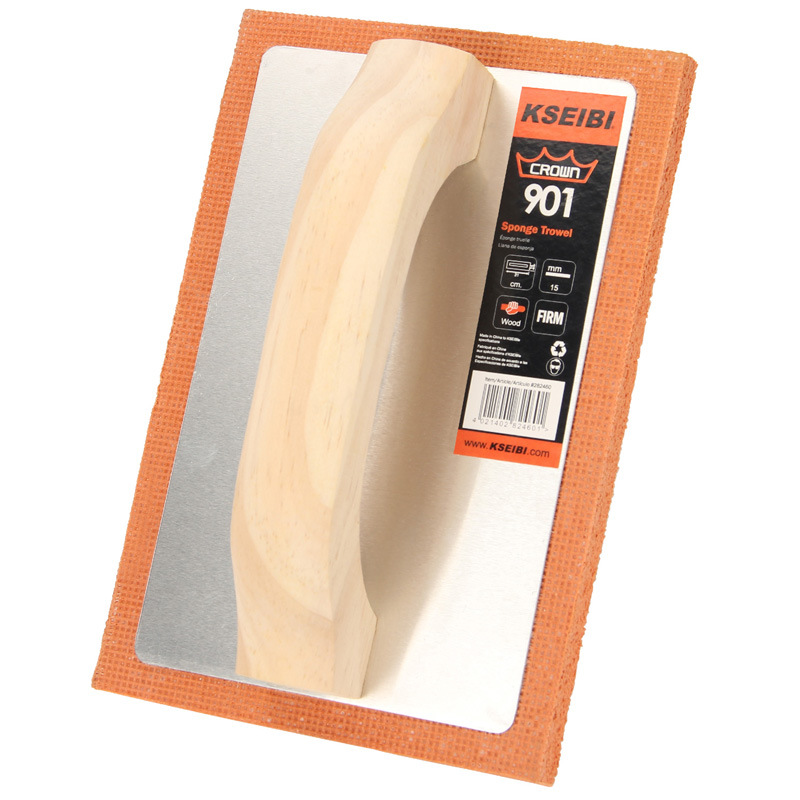 Espuma de goma esponja paleta de arcilla edificio trabajador azulejo paleta raspador mango de madera 210*140mm