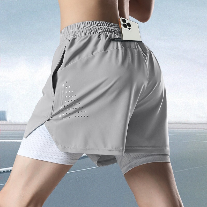 Men's Cycling Shorts for Mountain and Road Bikes with Lining, Summer Ice Silk Quick-Dry Cycling Gear, Can Hold a Phone