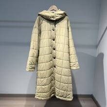 双十一福利特价2410721忆古朴拙长绒棉正方格棉休闲戴帽长棉衣