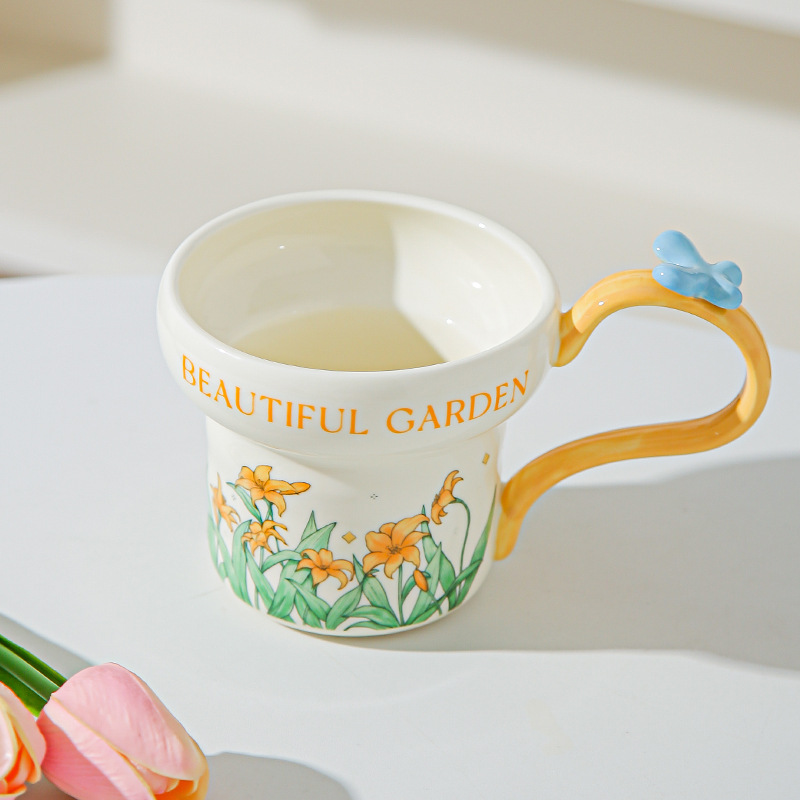 Taza de cerámica floral clásica taza de agua casera taza de desayuno taza de café de chicas taza de menú de la tarde regalo