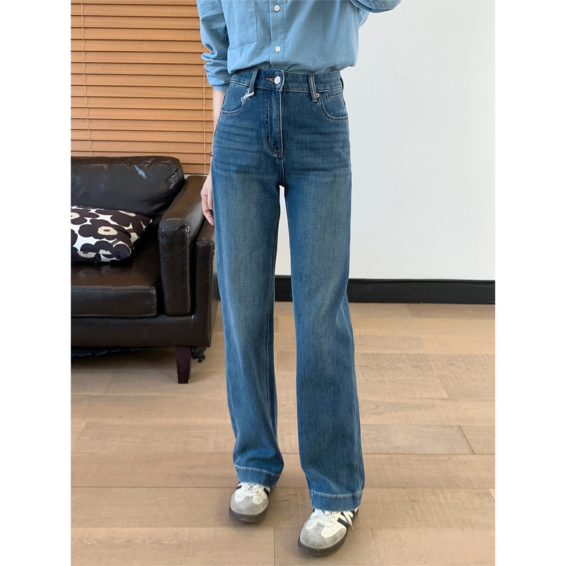 Special Offer, No Returns or Exchanges. Retro Four-Way Stretch Casual Slim-Fit Narrow Wide-Leg Jeans, Straight-Leg Long Pants for Women, Spring and Autumn