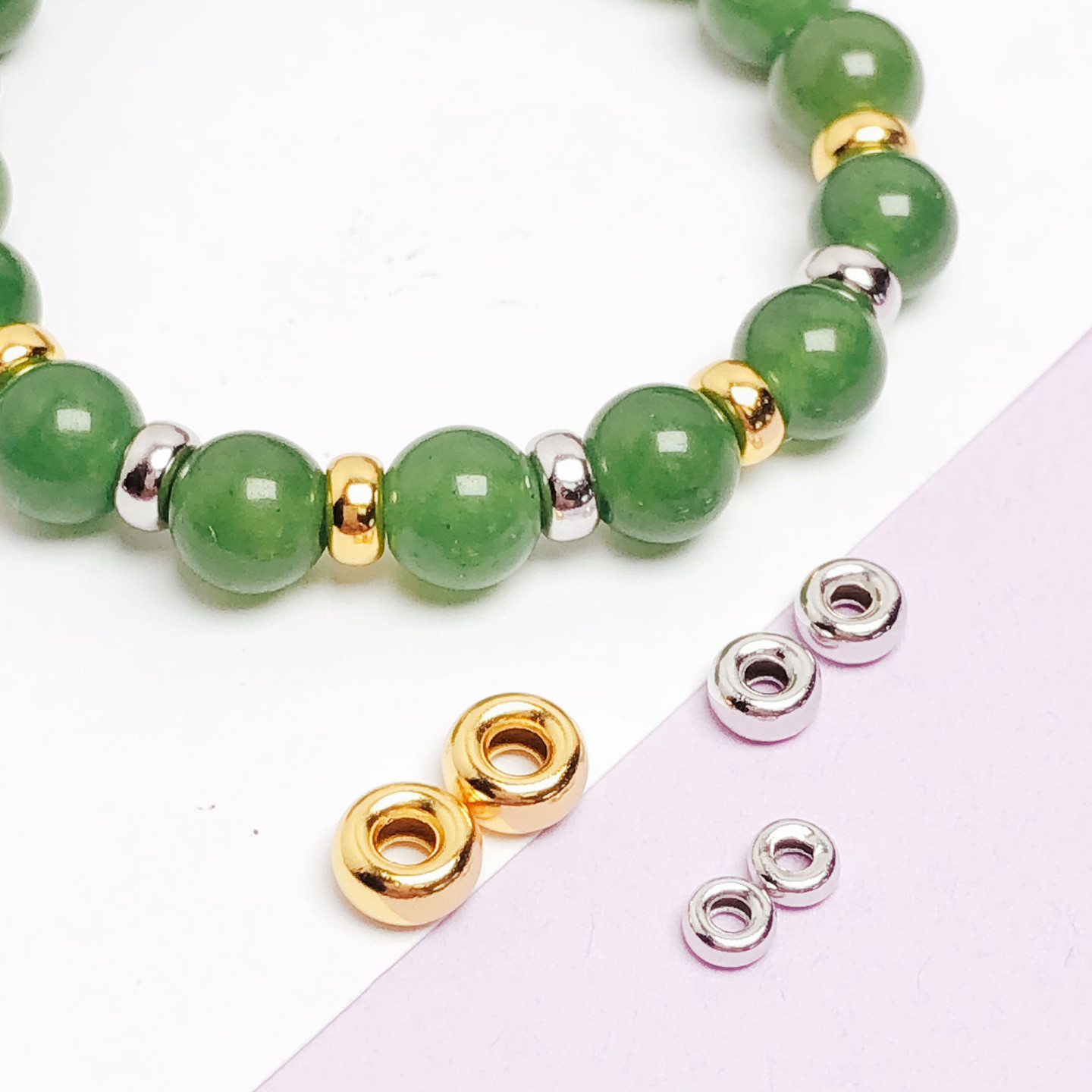 S925 Sterling Silver Wheel Spacer Bead Accessories 18K Gold DIY Loose Bead Necklace Bracelet Spacer Bead Flat Bead Spacer Accessories
