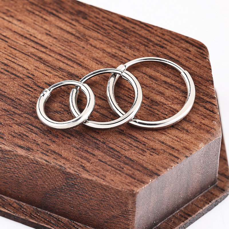 Zesen F136 Titanium Alloy One-Piece Earrings G23 Titanium Round Wire Earrings Circle Earring Ear Buckle Piercing Jewelry detail image 7