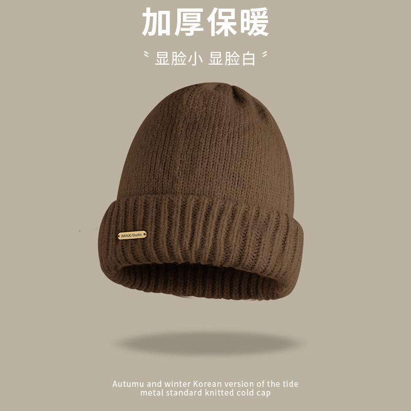 堆堆帽子女冬季高级感大头围保暖护耳针织帽时尚百搭显脸小毛线帽|undefined