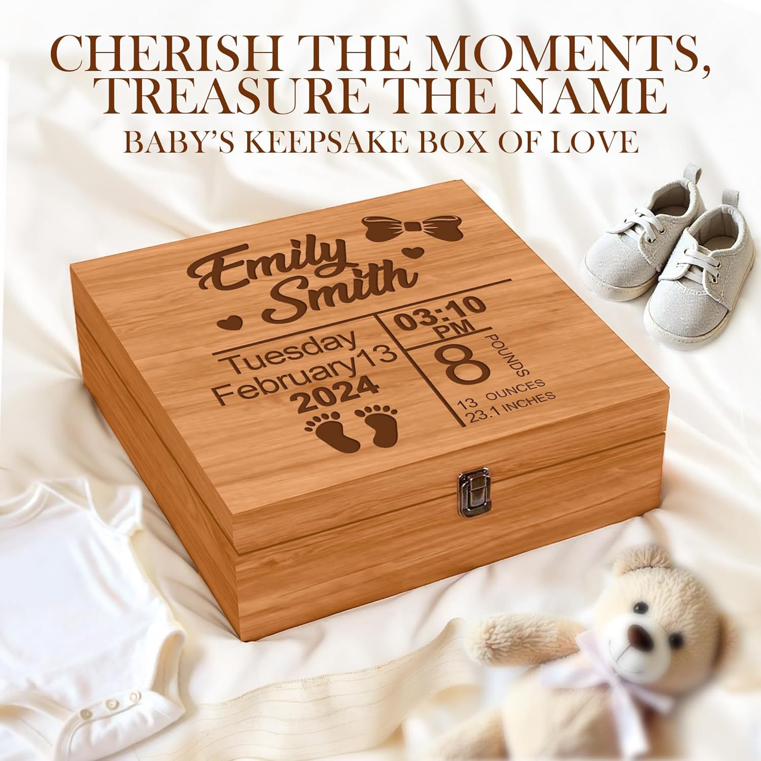 跨境新品婴儿宝宝纪念满月礼盒收纳木盒生日卡片信件照片礼品盒