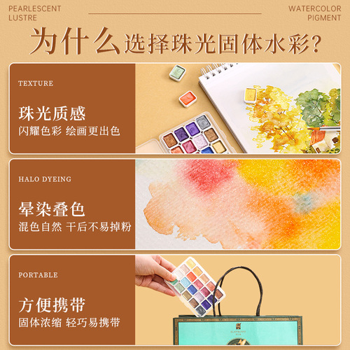 Glowing Pearl Watercolor Solid Dunhuang Beauty Nail Gold Pink Powder Color-changing Thangka Gold Leaf Separation Filling Painting Art Supplies