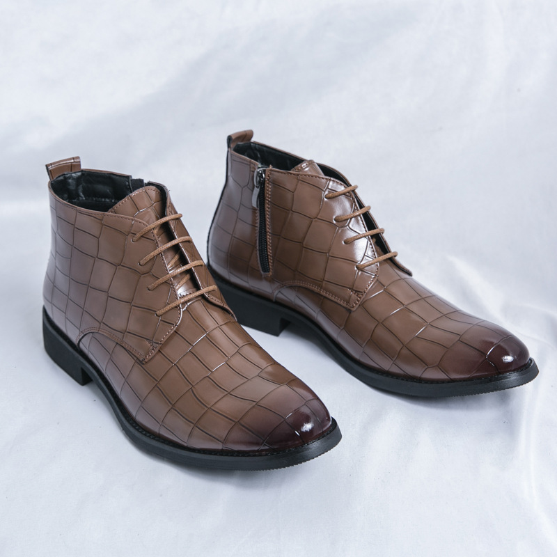 Zapatos de hombre Cross-border tallas grandes otoño e invierno nuevas botas de cuero moda estilo británico zapatos de cuero casuales para hombres tendencia botas cortas Chelsea image 14