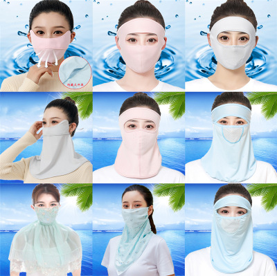 夏季冰丝防晒口罩防紫外线护脸护颈面罩开鼻护眼遮阳口罩厂家定制|ms