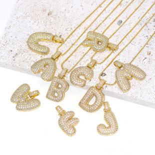 Factory direct sales copper micro-inlaid cross-border hip-hop 26 fat letter pendant English creative trend pendant jewelry accessories