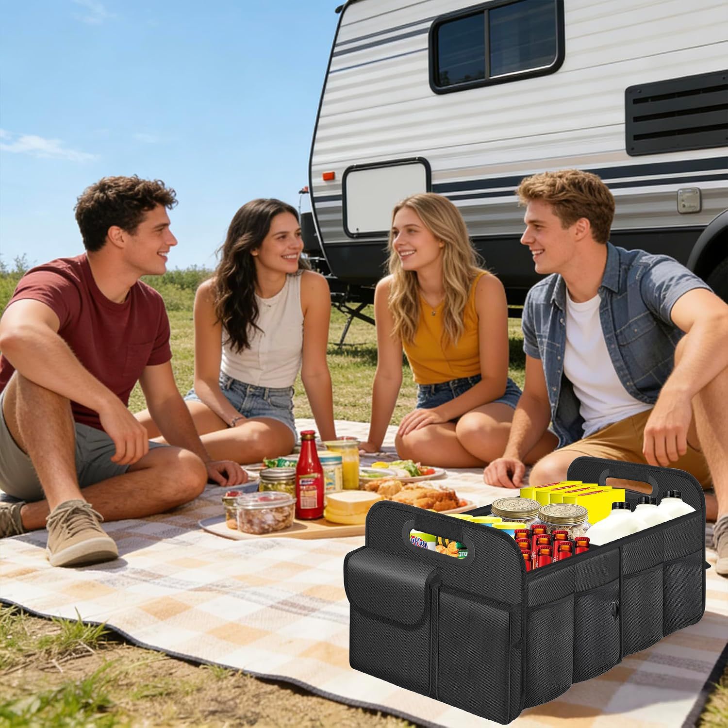 New cross-border best-selling car trunk storage bag, large capacity, waterproof, foldable car storage box