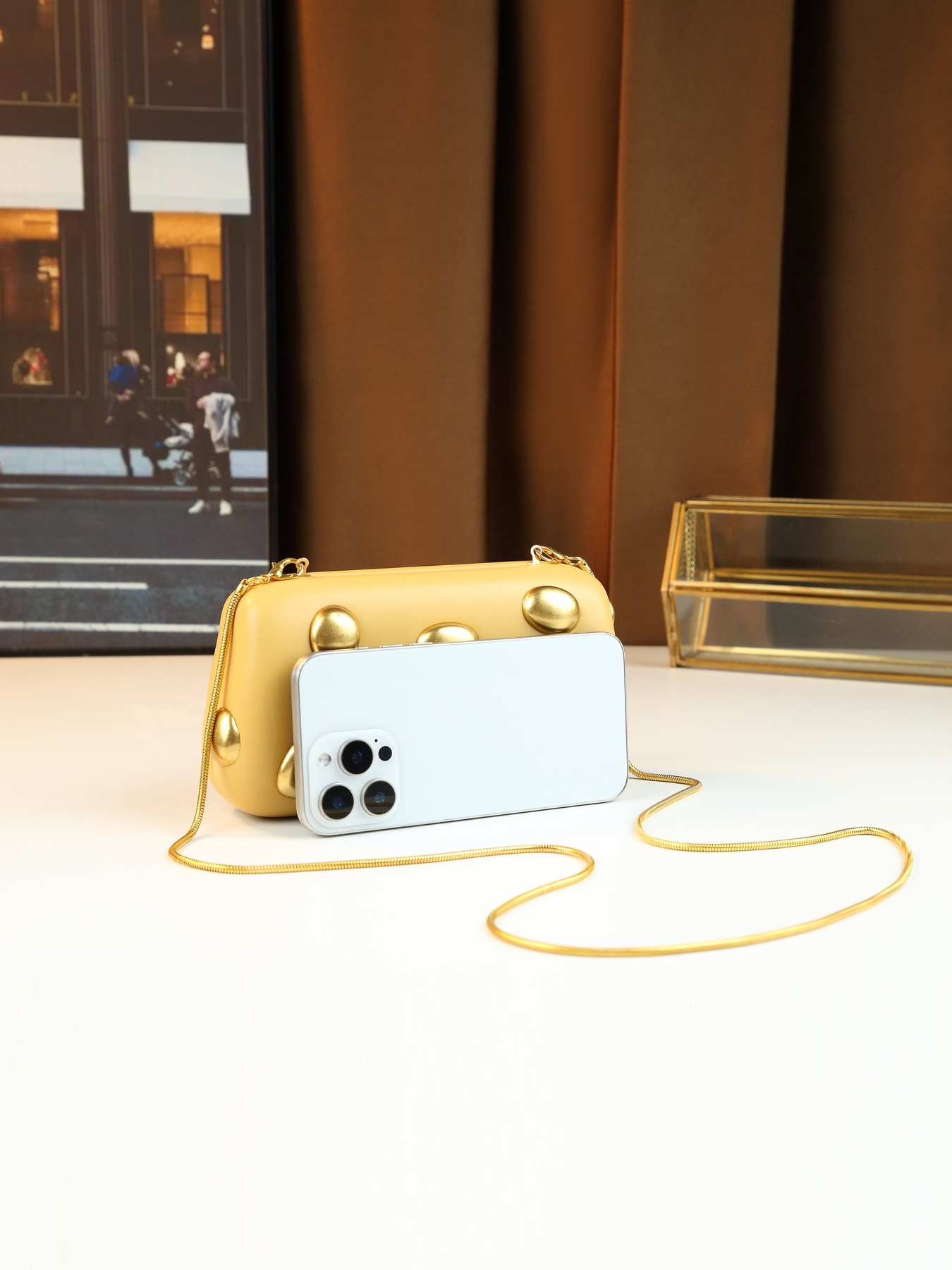 Borsa a tracolla box a pois elegante borsa minimalista per donna_voghion.com