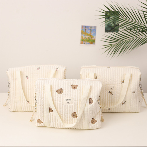 Large-capacity mommy bag Korean tote storage mommy bag multi-functional mother and baby portable trolley hanging bag cross-border