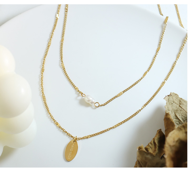 Fashion Letter Titanium Steel Layered Necklaces Plating Stainless Steel Necklaces_colorza_11