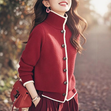 设计感时尚减龄针织衫女2025年春季新款别致洋气漂亮高领保暖小衫