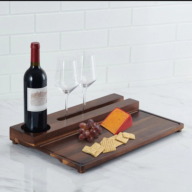 Wooden Wine Glass Storage Rack, Solid Wood Wine Tray, Cheese Tray, Household Party Snack Breakfast Wooden Tray Wooden Wine Glass Storage Rack, Solid Wood Wine Tray, Cheese Tray, Household Party Snack Breakfast Wooden Tray
