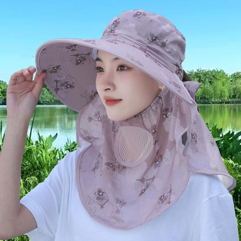 时尚百搭防晒遮阳帽遮脸护颈防紫外线太阳帽夏天遮全脸采茶帽新款