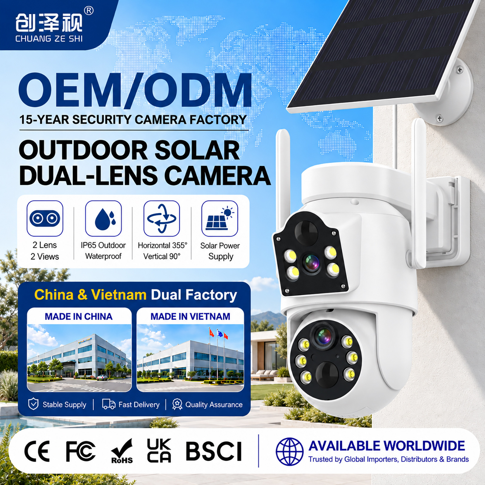 Cámara de Vigilancia PTZ Solar de Doble Lente Inalámbrica e Impermeable para Exteriores image 3