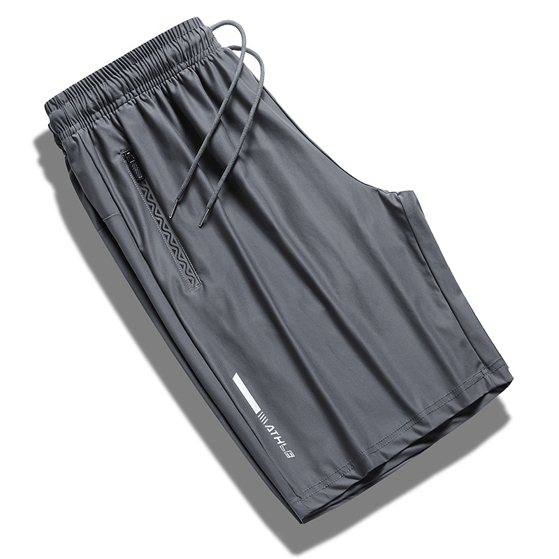 Pantalones cortos secos rápidos de seda de hielo para hombres de verano delgados pantalones deportivos casuales de cinco puntos grandes pantalones cortos sueltos de fitness al por mayor
