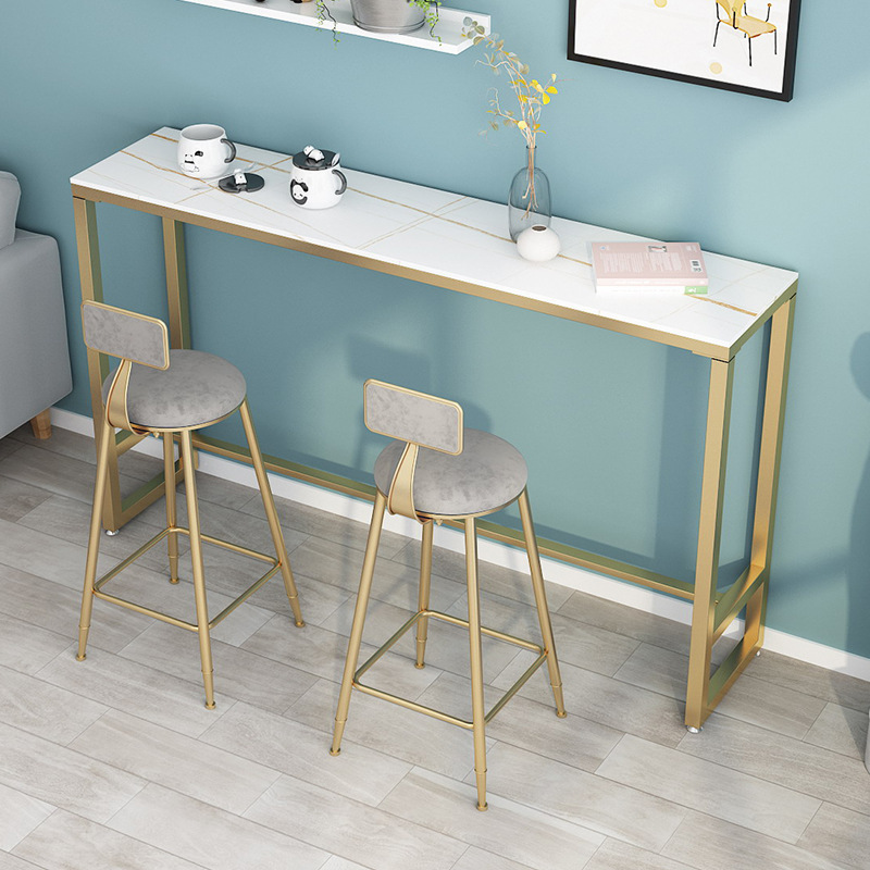Nordic Slate Marble Home Bar Table and Chairs Simple Wall-Mounted Long Bar Table Balcony Milk Tea Shop High Table