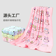 批发印花吸水速干毛巾儿童卡通浴巾超细纤维洗脸巾沙滩巾柔软洁面