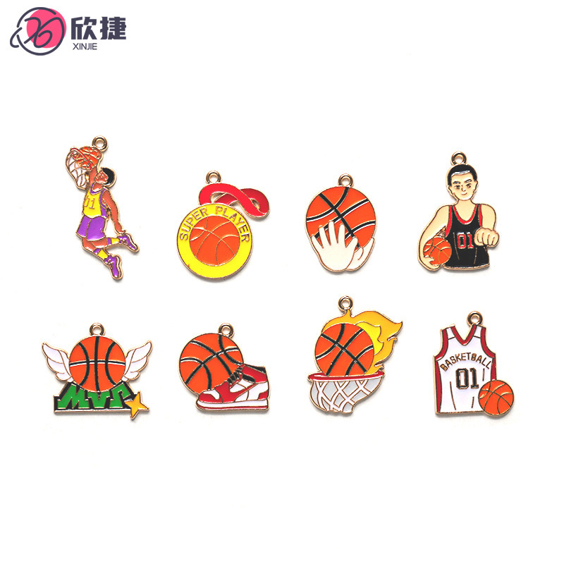 Basketball dunk, basketball fire, basketball series DIY alloy oil-drip jewelry accessories, cross-border hair accessories, keychain pendants Basketball dunk, basketball fire, basketball series DIY alloy oil-drip jewelry accessories, cross-border hair accessories, keychain pendants