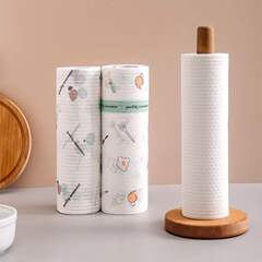 Kitchen disposable lazy rag thickened washable printed wet and dry cleaning dishwashing non-stick oil scouring pad