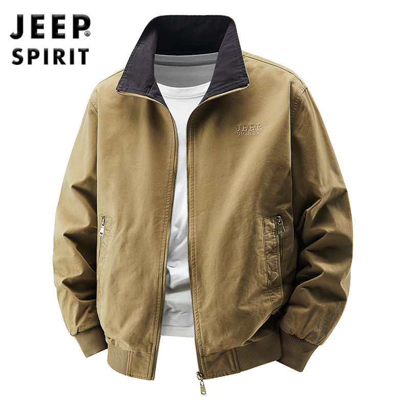 JEEP吉普2025双面穿夹克春秋款一衣两穿宽松休闲立领大码外套7955|undefined