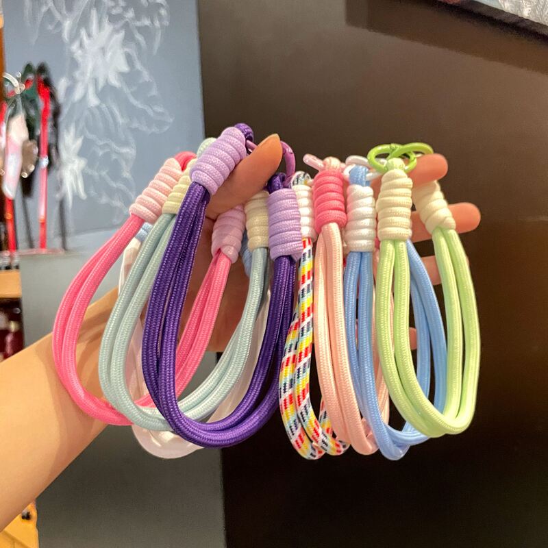 New Style Mobile Phone Wrist Strap Keychain, Fresh and Simple Handmade Woven Double Buckle Phone Lanyard Pendant Keychain Accessory