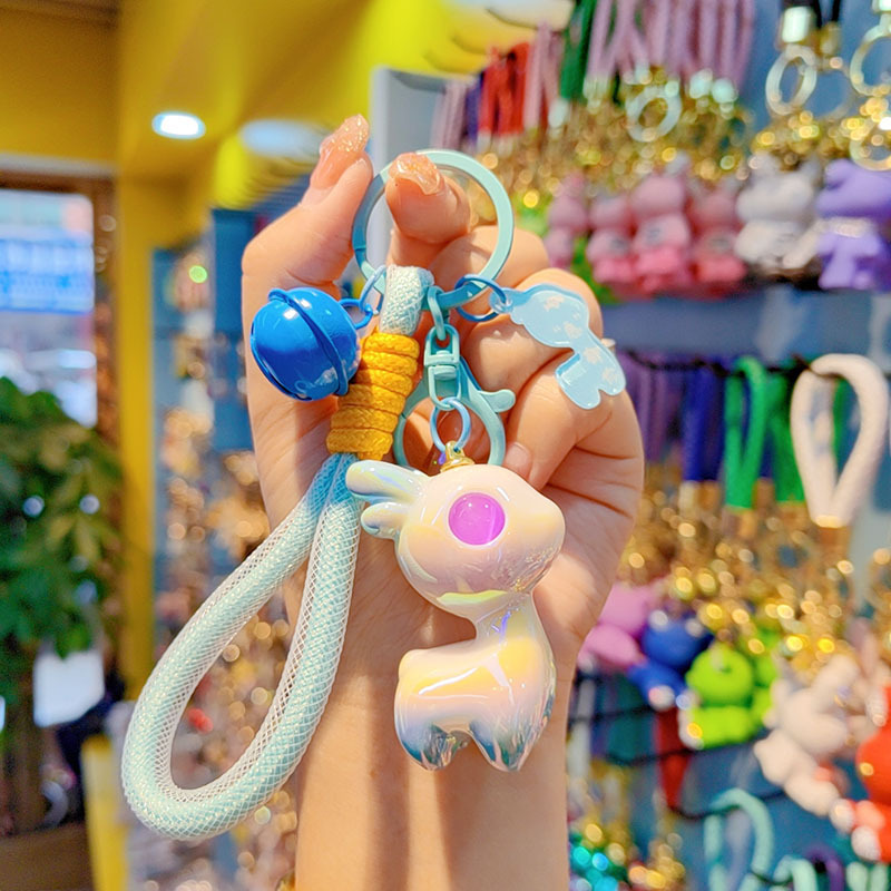 Nueva resina galvanizada colorido lindo ciervo llavero todo el camino seguro bolsos de pareja colgante llavero de automóvil