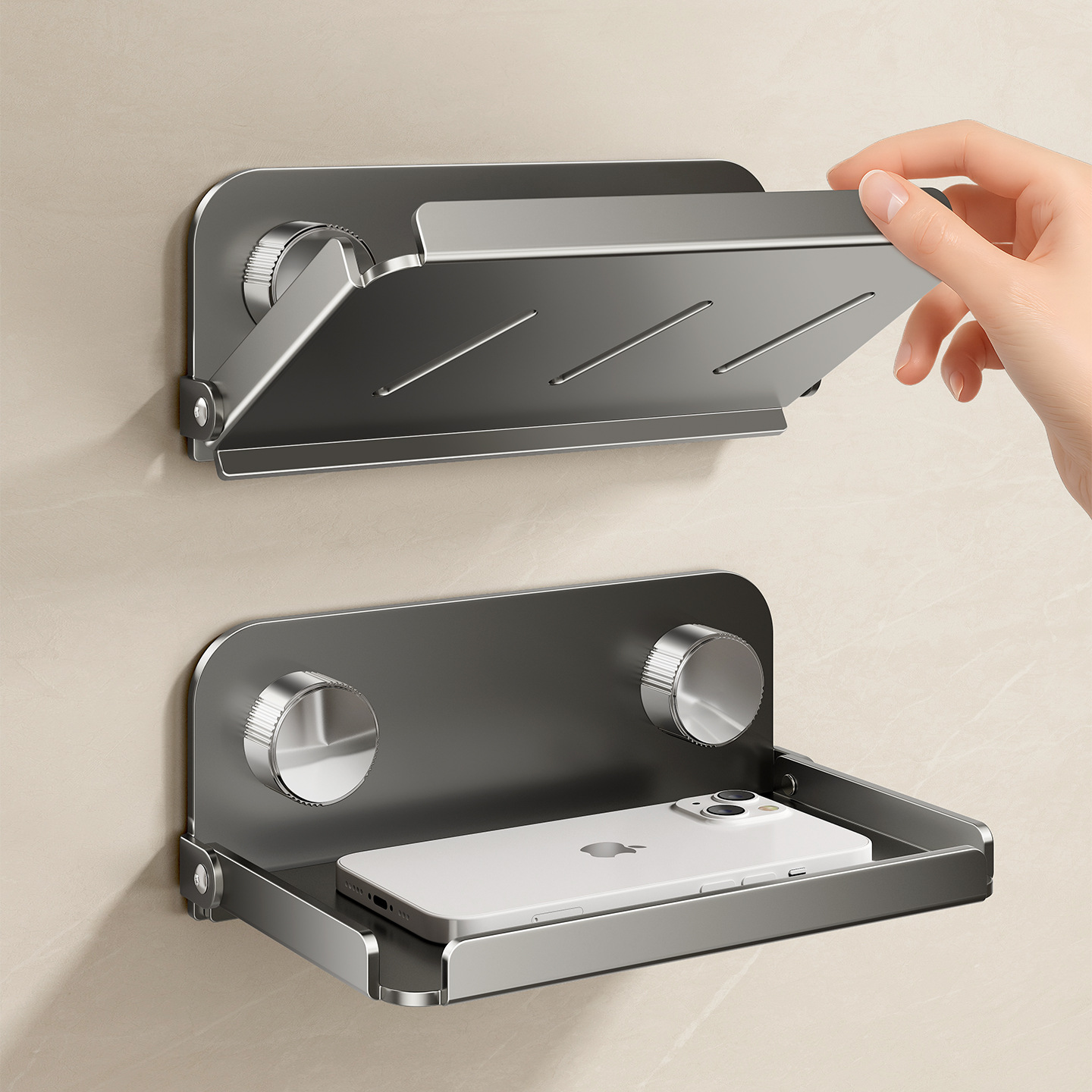 Stainless steel bathroom mobile phone holder toilet foldable tray…