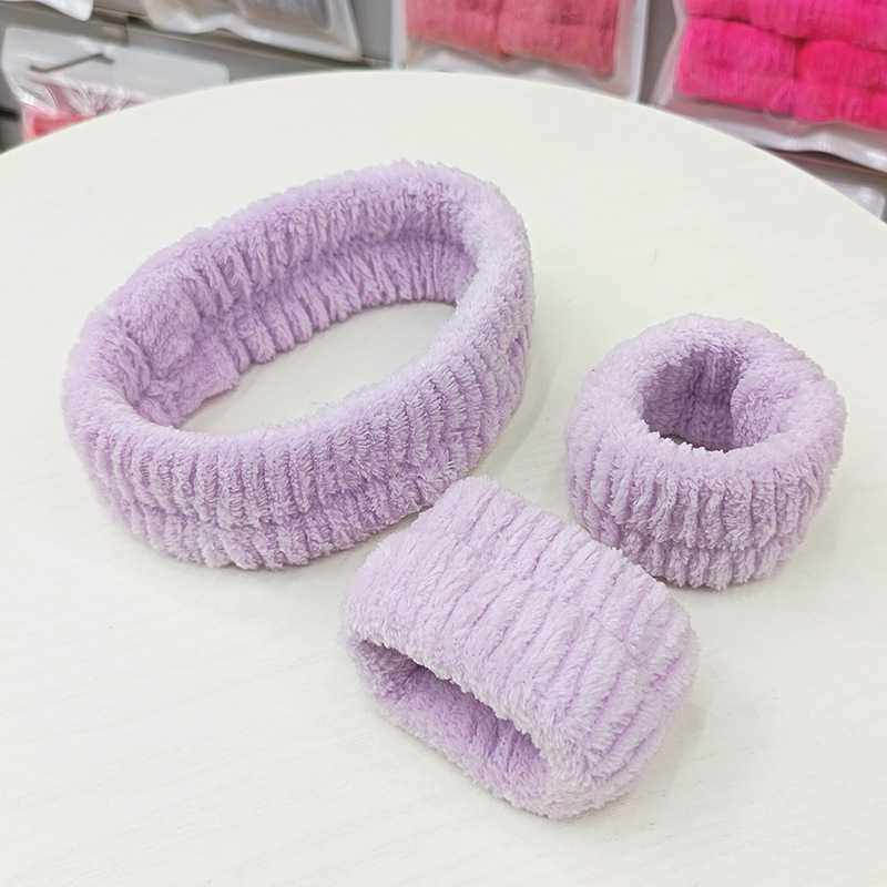 洗脸发带三件套洗漱防水防湿袖敷面膜束发带简约头带女用发捆发箍|undefined