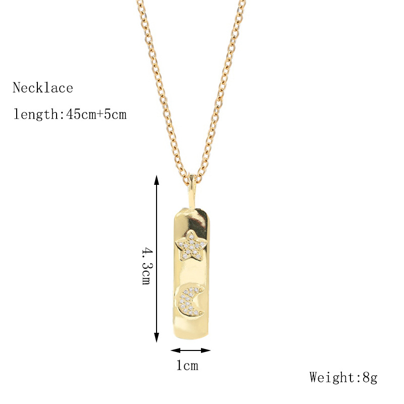 Einfache Kupfer Eingelegte Zirkonium-stern-mond-halskette Großhandel Nihaojewelry display picture 1
